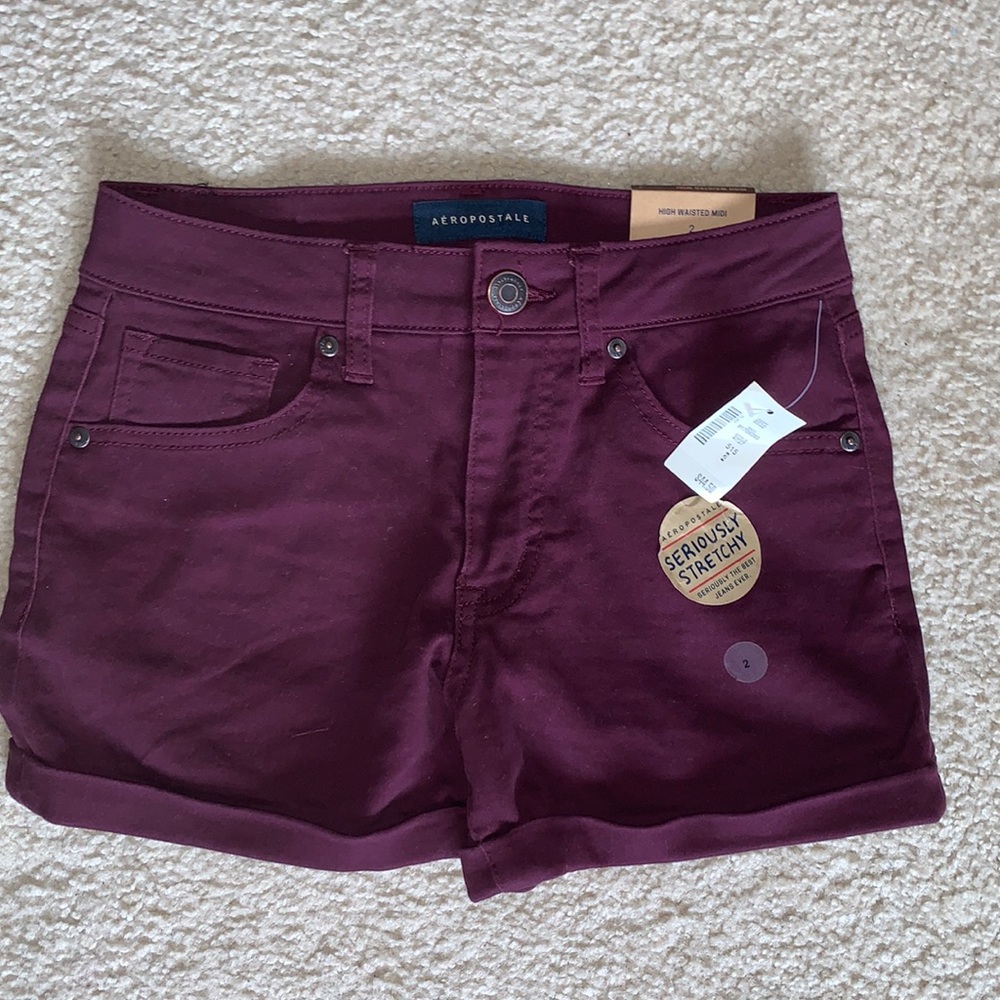 Maroon Jean Shorts